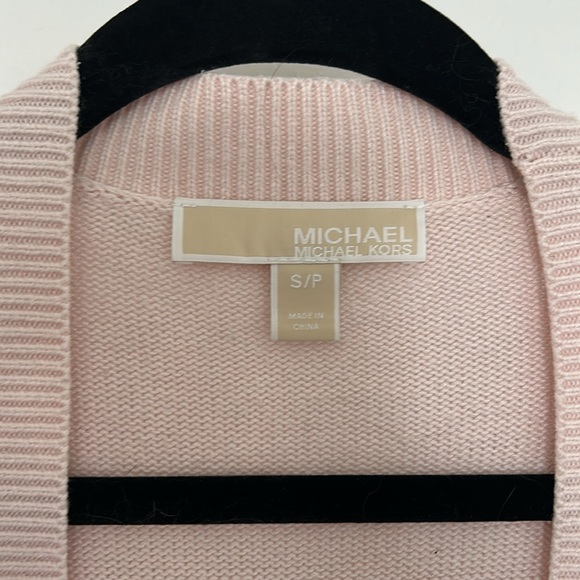 MICHAEL KORS - pink long vest pockets open cardigan size small casual cashmere - Picture 2 of 7